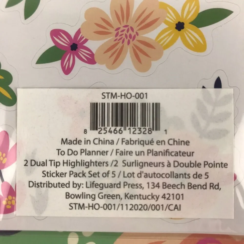 NWT Steel Mill & Co. Floral Daily Planner 2 Dual Tip Highlighters Sealed 8x7''